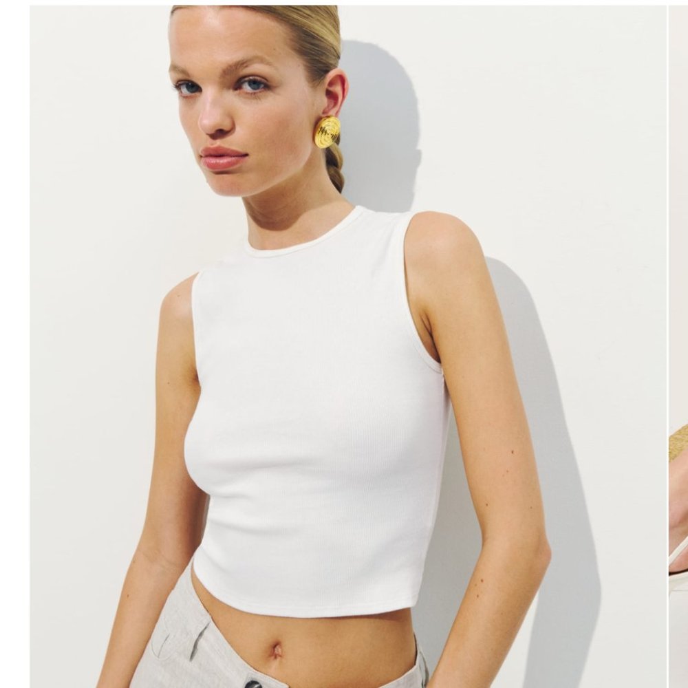 Ribbed Ryland Tank in Ivory